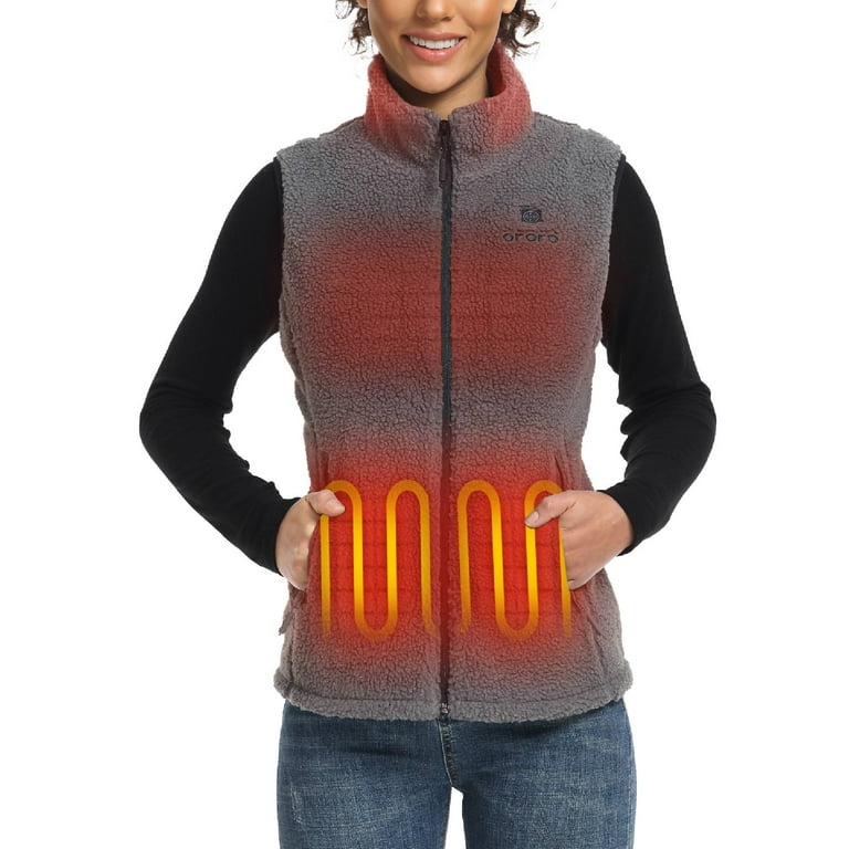 ORORO Women s Recycled Fleece Heated Vest with Battery Heating