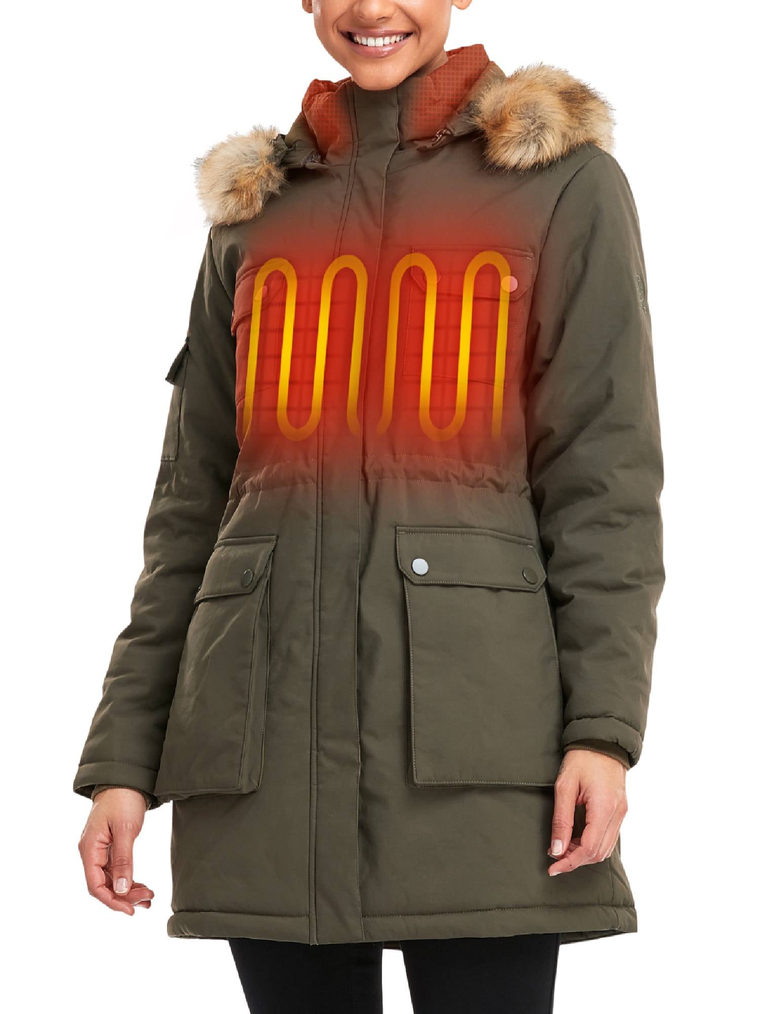 ORORO Women's Thermolite® Heated Parka with Battery, Heating Jacket Parka for Winter Outdoors