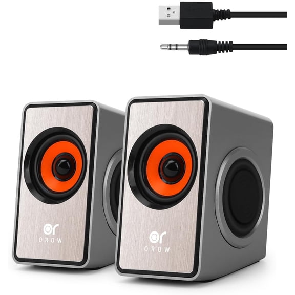 OROW Computer Speakers,12W Mini Desktop Speaker with Volume Control, 3.5mm AUX Speaker, USB Powered Laptop Speakers,Great for PC/Monitor/mac/iMac/Projector(S206)