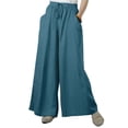 thumbnail image 1 of ORQ Casual Thin Summer Elastic Waist Cotton Linen Plain Women Trousers, 1 of 6