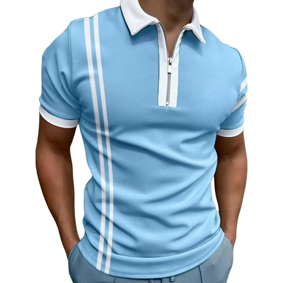 ORQ Men Summer Base Business Tops Zipper Lapel Casual Shirts
