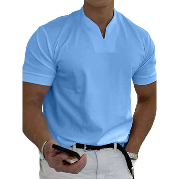 ORQ Men V-Neck Fitted Short Sleeve Casual T-Shirt Top