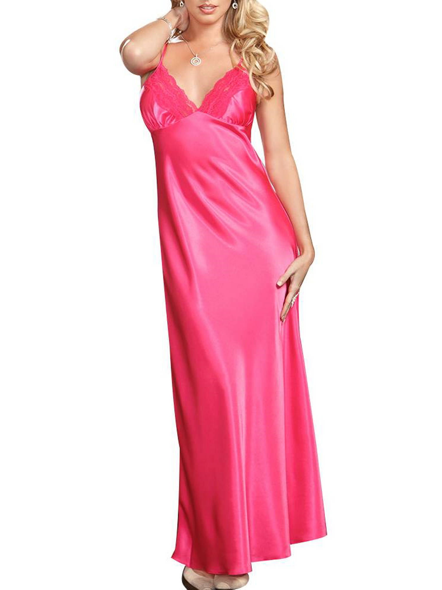 ORQ Silky Feel Sleepwear Babydoll Full Slip Dress Women Spaghetti Nightdress