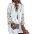 thumbnail image 1 of ORQ Women 3/4 Sleeve O-Neck Lace Fashion Patchwork Dress, 1 of 6