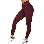 ORQ Women Elastic Solid Color Full-length High Waist Sporty Leggings