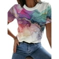 thumbnail image 1 of ORQ Women Fashoin Graphic Tees Summer Short Sleeve Crewneck Pullover T-Shirts, 1 of 4