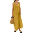 thumbnail image 1 of ORQ Women Simple Solid Pocket Round Neck Sleeveless Long Dress, 1 of 6