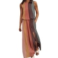 thumbnail image 1 of ORQ Women Sleeveless Round Neck Printed Long Loose Slit Dress, 1 of 4