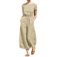 thumbnail image 1 of ORQ Women Solid Girdle The Waist Pocket Short Sleeve Jumpsuit, 1 of 4