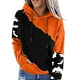 thumbnail image 1 of ORQ Womens Halloween Colorblock Long Sleeve Hoodie Sweatshirt Pocket Blouses Tops, 1 of 2