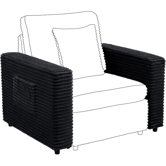 ORRD Modern Sofa Armrest Backrest for Modular Sectional Sofa Couch for Living Room-Black