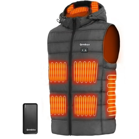 ORRNIKKO Heated Vest for Men Outerwear Vests Men's Heated Vest Gray L