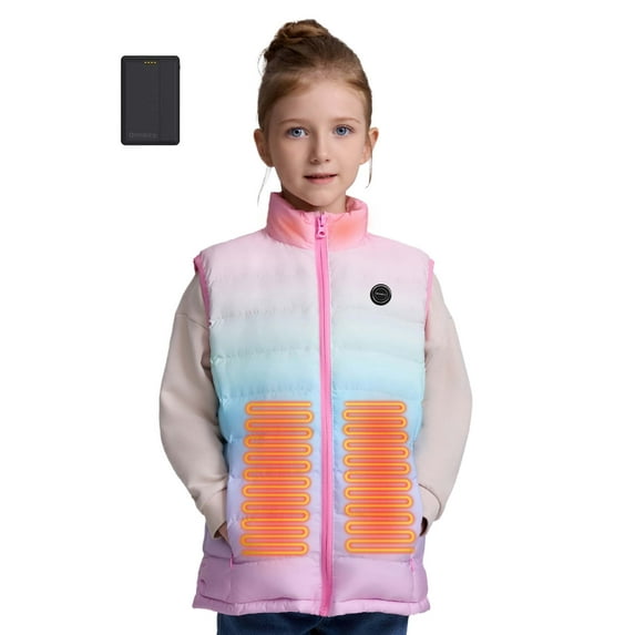 ORRNIKKO Kids' Heated Vest with Battery Pack Lightweight Vest Rainbow L