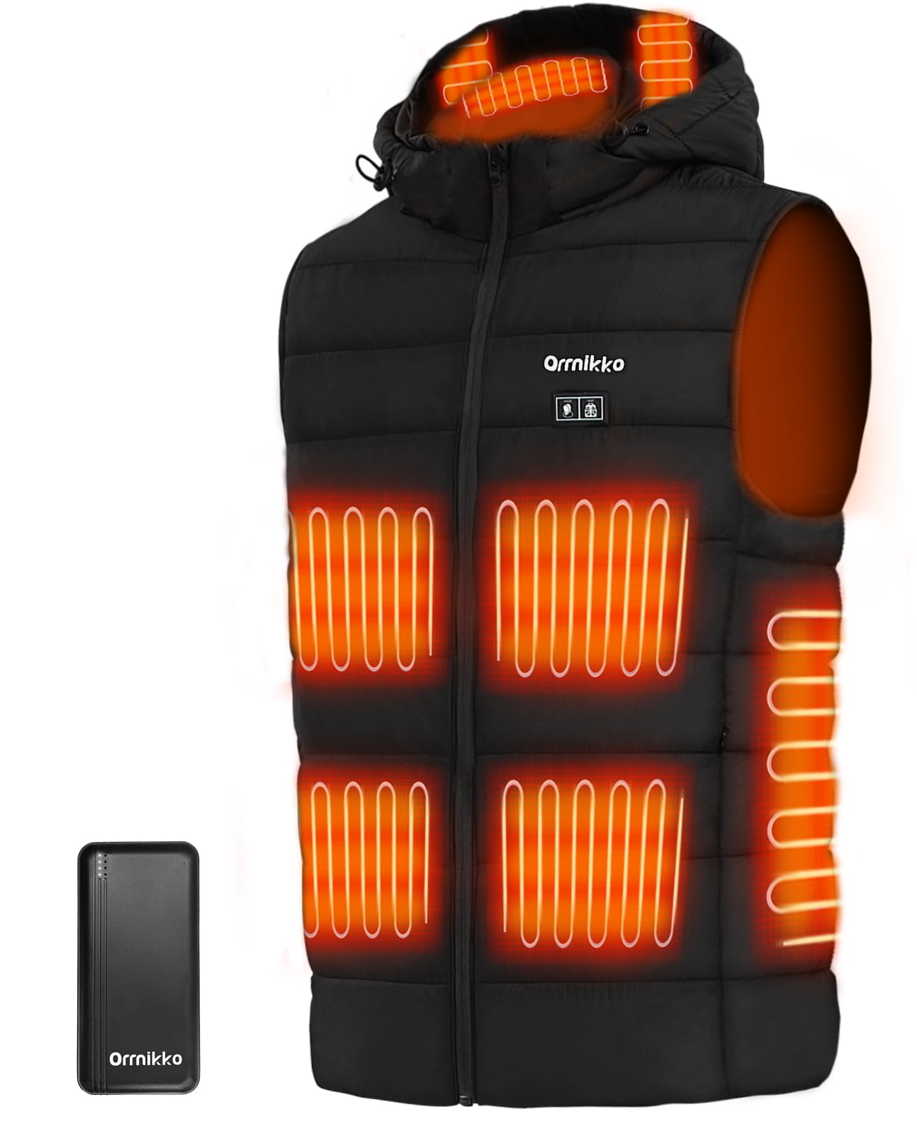 Walmart Deal of ORRNIKKO Men's Heated Vest, Detachable Heated Hood, Black, 2XL