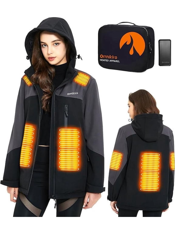 Women's Heated Outerwear Jacket Mid-Length Windbreaker XL