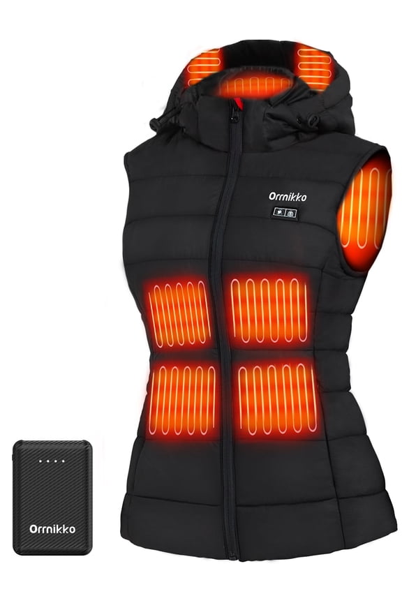 Women's Heated Vest with Detachable Hood and Breathable Design, Outerwear Vests, M