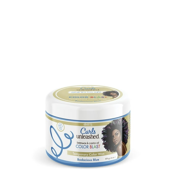 ORS Curls Unleashed Color Blast Temporary Color Wax, Infused with Beeswax & Castor Oil, Bodacious Blue 6.0 oz