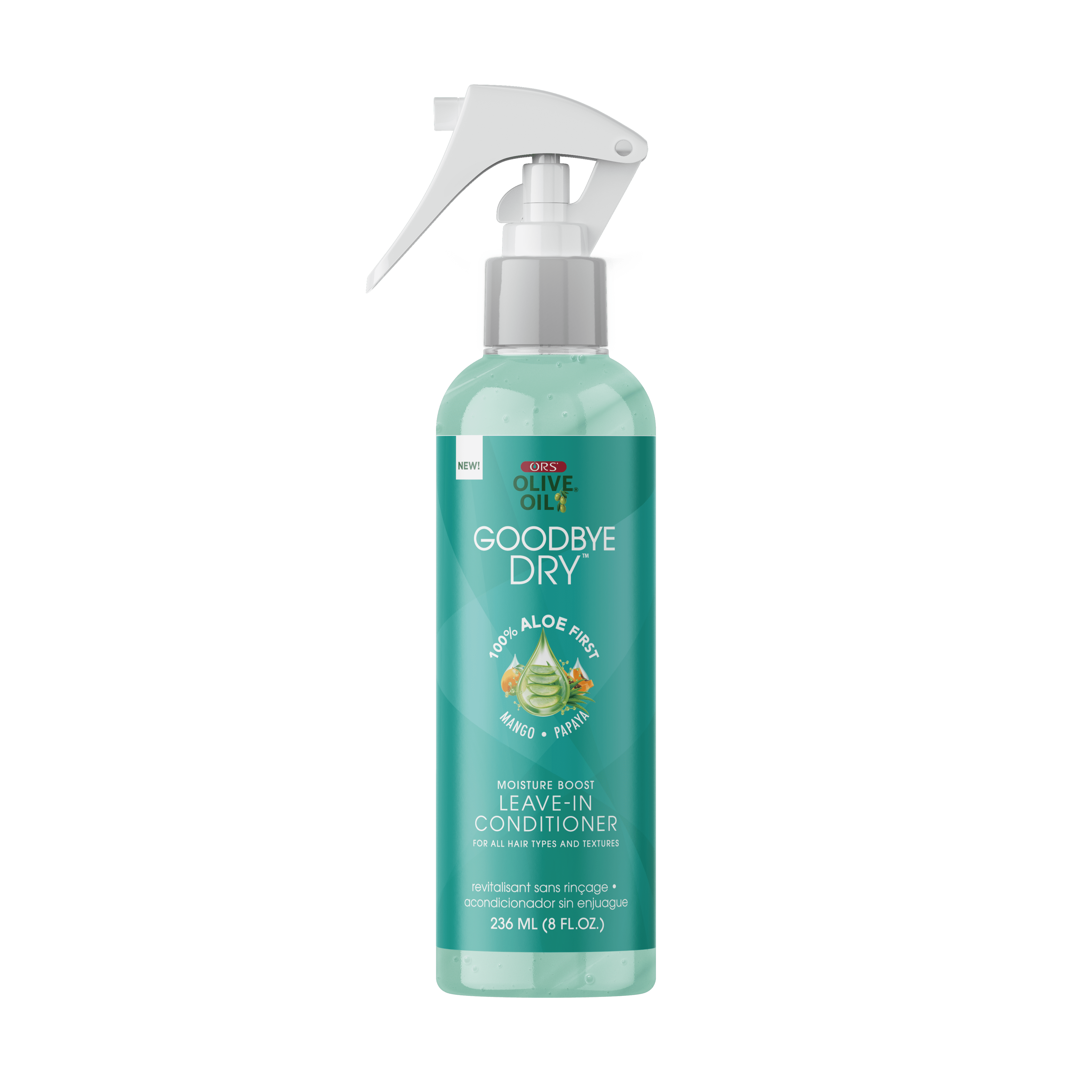 ORS Olive Oil Goodbye Dry Moisture Boost Leave-In Conditioner with Aloe, Mango & Papaya, 8 fl oz, Pack of 3