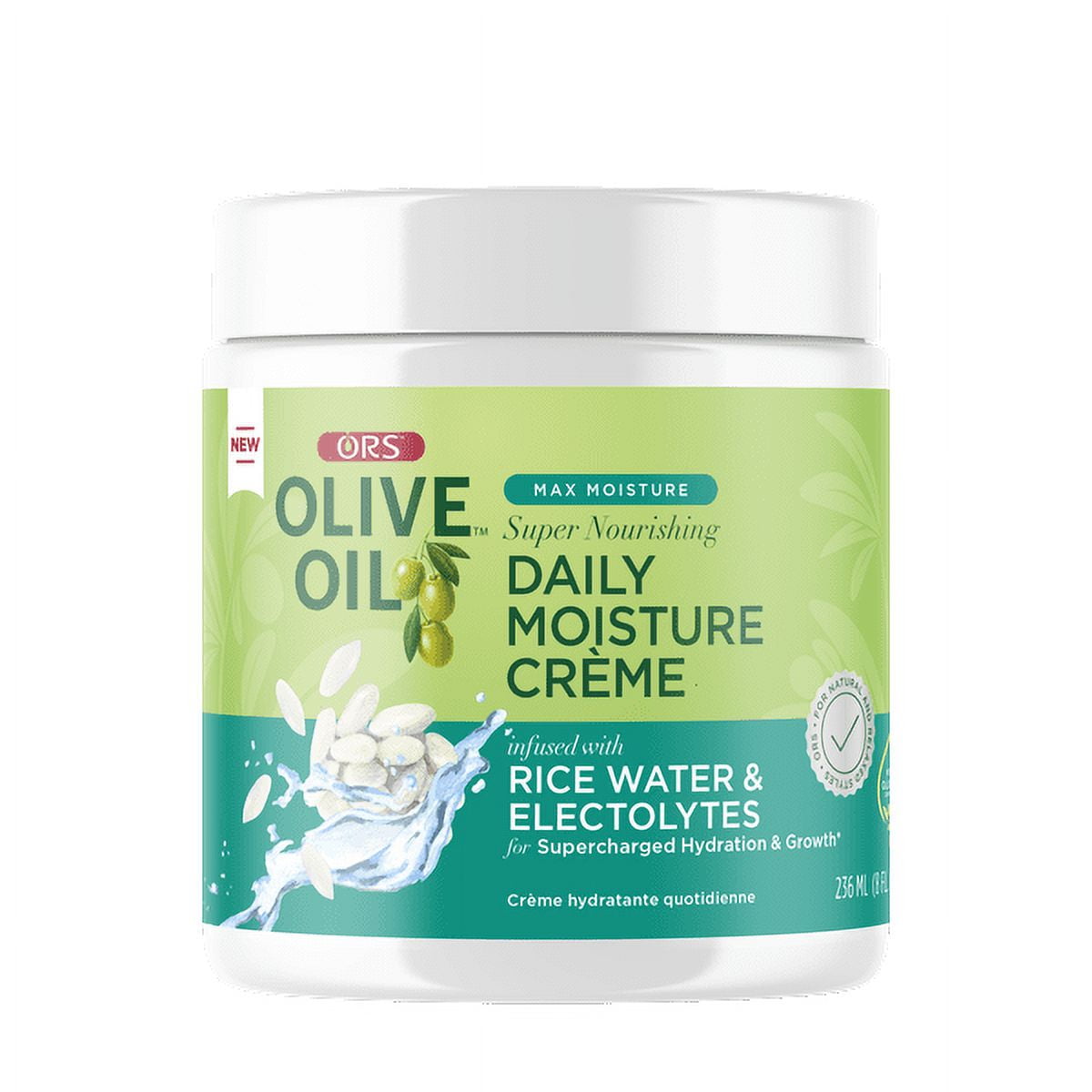 ORS Olive Oil Max Moisture Super Nourishing Daily Curl Creme, Rice Water & Electrolytes, All
