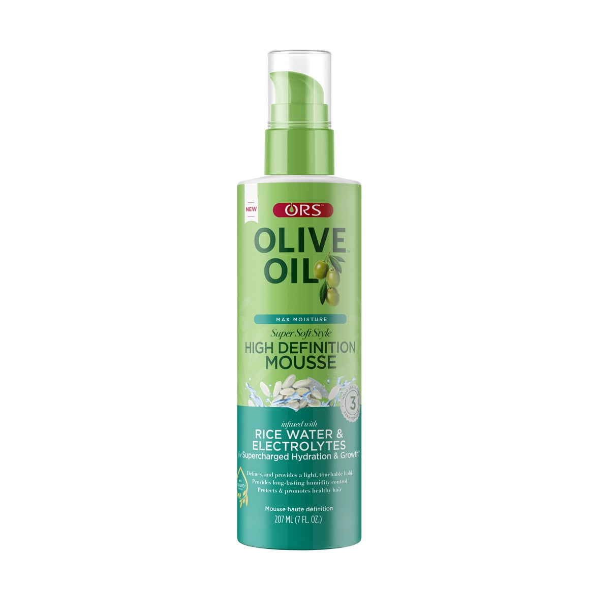 ORS Olive Oil Max Moisture Super Soft Style Curl Defining Mousse infused with Rice Water