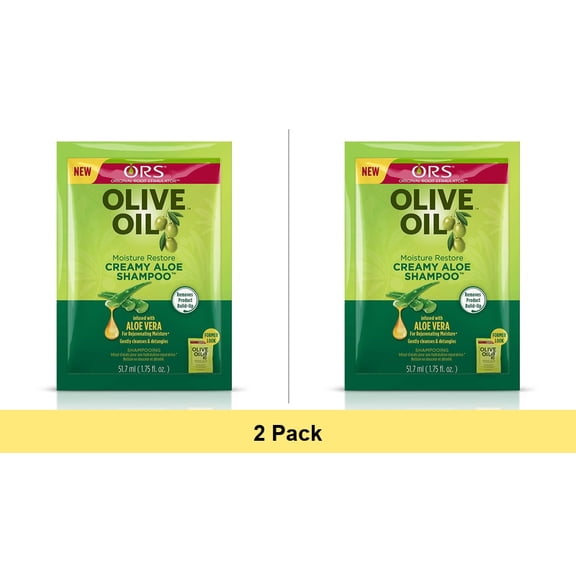 ORS Olive Oil Moisturizing Creamy Aloe Shampoo Pocket - 2 Pack (1.70 oz each)