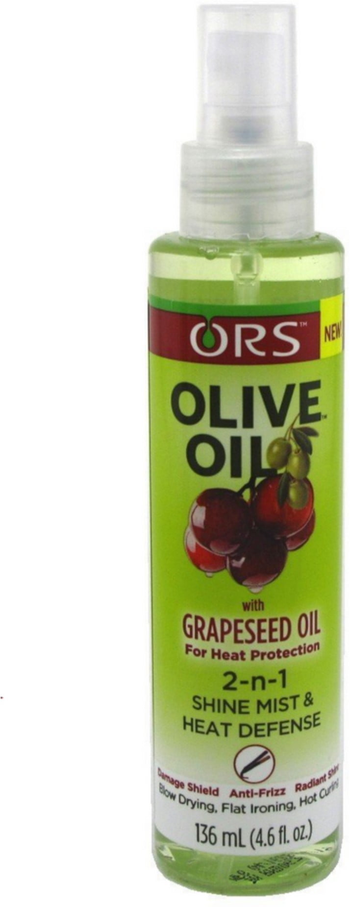 ORS Olive Oil With Grapeseed Oil 2-N-1 Shine Mist & Heat Defense 4.6 oz (Pack of 2)