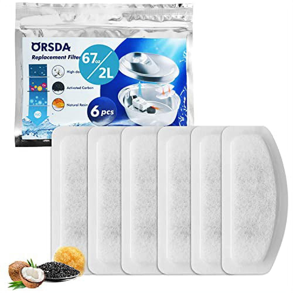 ORSDA Cat Water Fountain Filters, 6 Pack Replacement Carbon, Resin