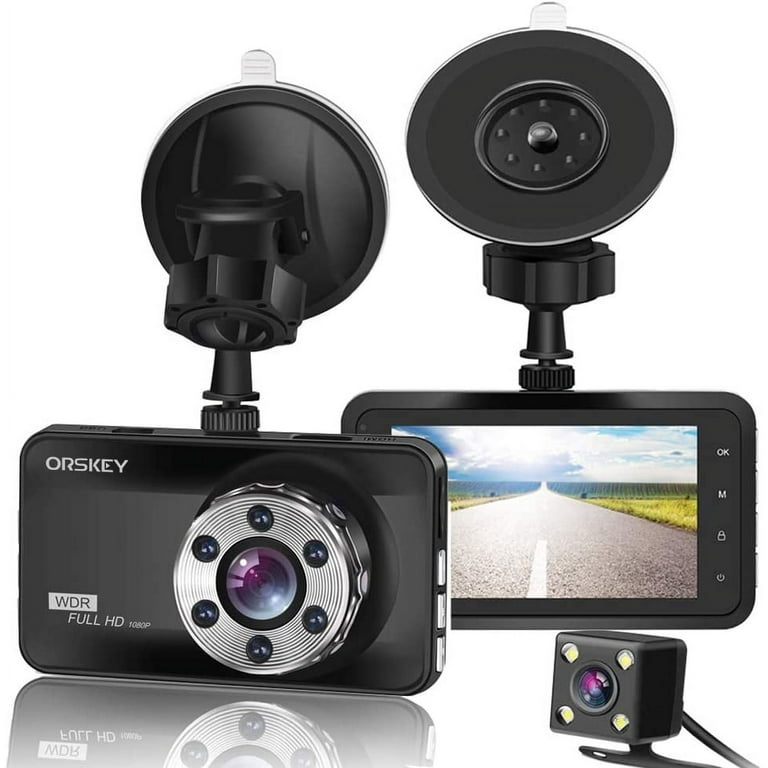  ORSKEY Dash Cam Front and Rear 1080P Full HD Dual Dash Camera in  Car Camera Dashboard Camera Dashcam for Cars 170 Wide Angle with 3.0 LCD  Display Night Vision and G-Sensor【2023】 