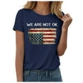 thumbnail image 1 of ORT 4th of July Shirts Women American Flag T Shirts American Flag T-Shirts Tops Crewneck Summer T-Shirt(Navy,S), 1 of 6
