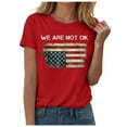 thumbnail image 1 of ORT 4th of July Shirts Women American Flag T Shirts American Flag T-Shirts Tops Crewneck Summer T-Shirt(Red,M), 1 of 6