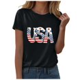 thumbnail image 1 of ORT American Flag Shirts Short Sleeve Women 4th of July Patriotic Tshirt Graphic Tees Casual Short Sleeve Tee Top(Z2-Black,M), 1 of 5