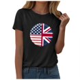 thumbnail image 1 of ORT American Flag T Shirt Patriotic Shirts Women 4th of July Tee Tops Crewneck Summer T-Shirt(Z3-Black,S), 1 of 4