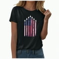thumbnail image 1 of ORT American Flag T Shirt Women 4th of July Shirt Patriotic T-Shirt American Flag Short Sleeve Tops(Z12-Black,L), 1 of 5