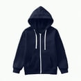 thumbnail image 1 of ORT Boys Girls Solid Classic Hoodies Soft Hooded Full Zip Sweatshirts for Children(Navy,11-12 Y), 1 of 8
