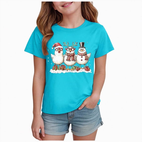 ORT Girl Boy Christmas Shirt Funny Xmas Graphic Tee Shirt Xmas Short Sleeve Holiday Tops