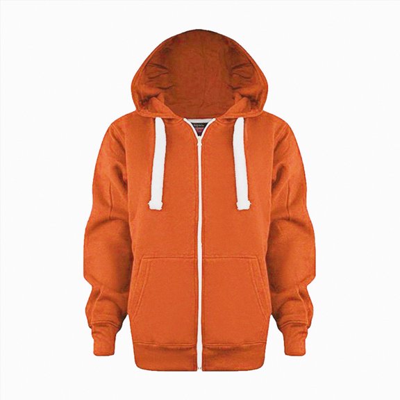 ORT Girls Boys Full Zip Hoodie Casual Long Sleeve Sweatshirts Cute Jackets with Pockets(Orange-01,3-4 Y)
