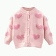 thumbnail image 1 of ORT Girls Crewneck Cardigan Long Sleeve Children Button Cotton Sweater Uniform Sweaters for Little Girls(Pink,4-5 Y), 1 of 4