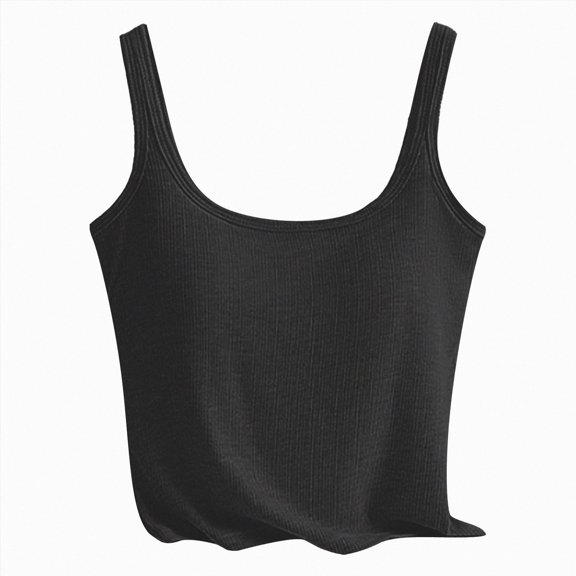 ORT Tank Top for Women with Built-in Padded Bra Wide Strap Camisole Cotton Shirts(Z04-Black,L)