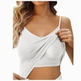 thumbnail image 1 of ORT Tank Tops for Women Built in Shelf Bra Spaghetti Strap Summer Camisole U Neck Slim Fit Ribbed Sleeveless(Z07-White,M), 1 of 5