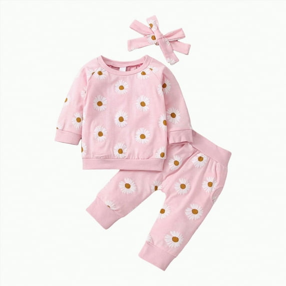 ORT Toddler Baby Football Outfits Sundays Sweatshirt Top Pants Set Cute Fall Clothes(Pink,0-6 M)