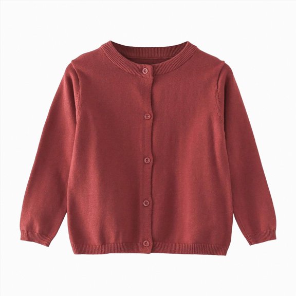 ORT Toddler Baby Girl Cardigan Sweater Flowers Button Up Knitted Tops Infant Fall Winter Clothes(Brick Red,7-8 Y)