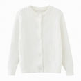 thumbnail image 1 of ORT Toddler Boys Girls Crewneck Cardigan Sweaters Long Sleeve Kids Button Cotton School Uniform Knit Tops Outwear(White,4-5 Y), 1 of 8