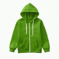 thumbnail image 1 of ORT Toddler Girl Zip Up Hoodie Solid Color Jacket Hooded Sweatshirt Fall Winter Kid Long Sleeve Shirt Pullover Top(Green-04,3-4 Y), 1 of 5