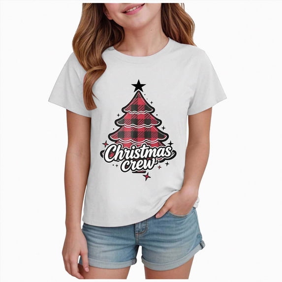 ORT Toddler Girls Boys Christmas Graphic T-Shirts Holiday Short Sleeve Tees Tops Xmas Short Sleeve Tops