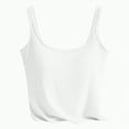 thumbnail image 1 of ORT Tops for Women Built in Bra Plus Size Scoop Neck Cotton Spaghetti Strap Tank Top Casual Basic Cami Tank Tops(White,L), 1 of 4