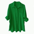 thumbnail image 1 of ORT Women Linen Shirts Button up Cotton Short Sleeve Dress Shirt Textured Collared Summer Work Blouse(Z1-Green,3XL), 1 of 4