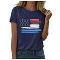 thumbnail image 1 of ORT Women's 4th of July Independence Day T-Shirt Summer USA Star Stripes Graphic Tee Tops(Z2-Navy,XXL), 1 of 5