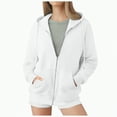 thumbnail image 1 of ORT Women's Casual Full-Zip Hoodie Lightweight Long Sleeve Sweatshirt Casual Jacket with Pocket(White,XL), 1 of 5