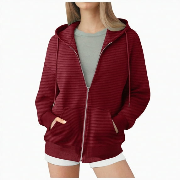 ORT Women's Casual Full-Zip Hoodie Lightweight Long Sleeve Sweatshirt Casual Jacket with Pocket(,XL)