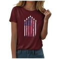 thumbnail image 1 of ORT Womens American Flag Shirt July 4th T-Shirt USA Flag Stars Stripes Graphic Short Sleeve Casual Tops(Z4-,M), 1 of 5